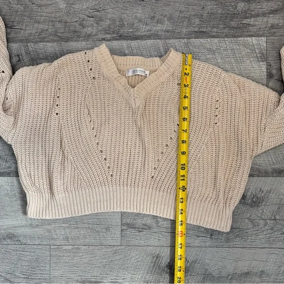 Jon & Anna Cream Pointelle Knit Cropped Sweater - Size M - Boho Coastal Academia - Picture 6 of 15
